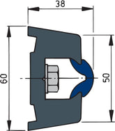 VETUS Vinyl rubbing strake, dark grey, TRAP 60 x 38 mm, coil of 20 m, (price per m) TRAP6038